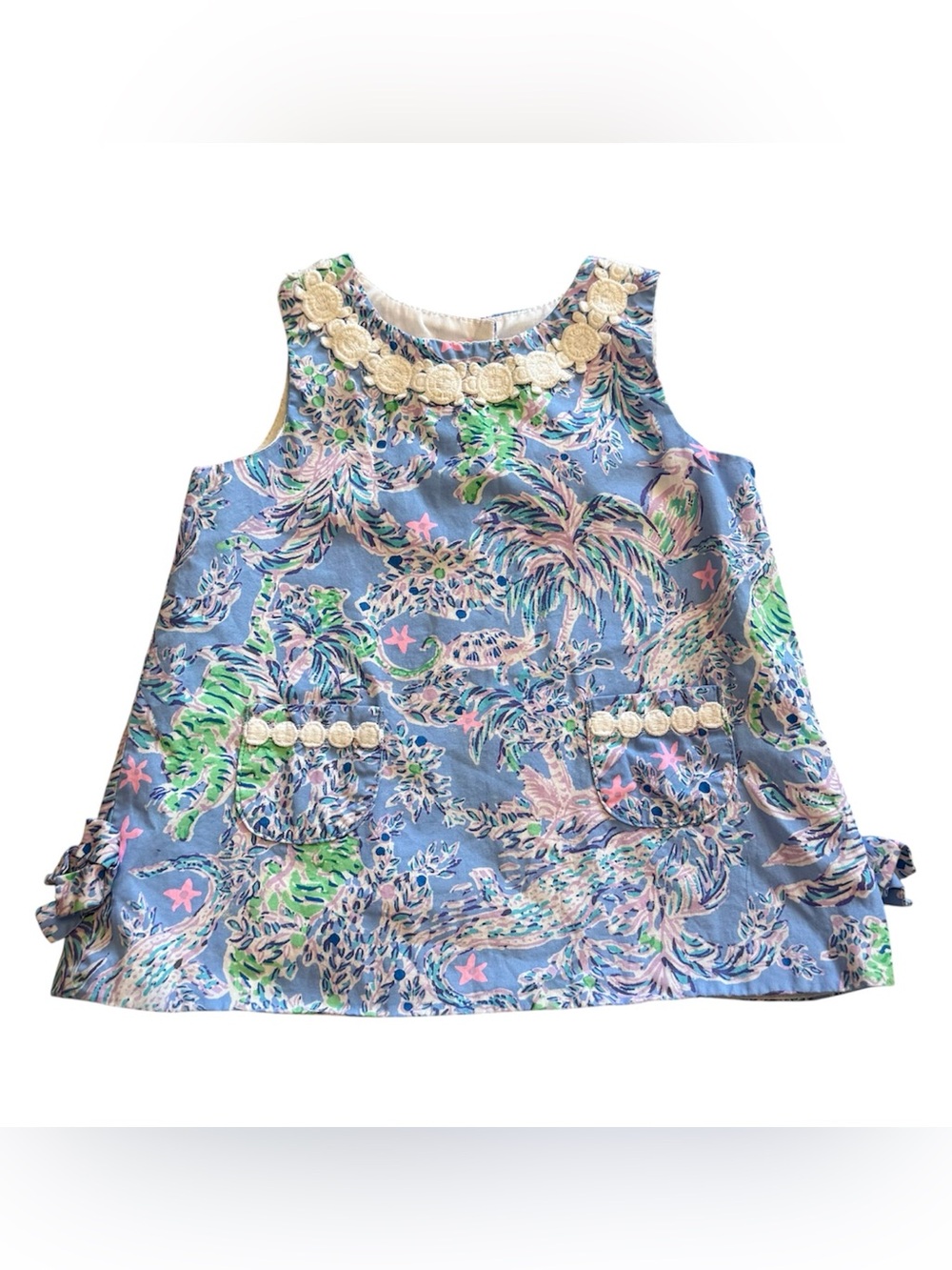 Lilly Pulitzer Baby Lilly Shift Dress 6-12M Tiger Palm Tree Print 002932